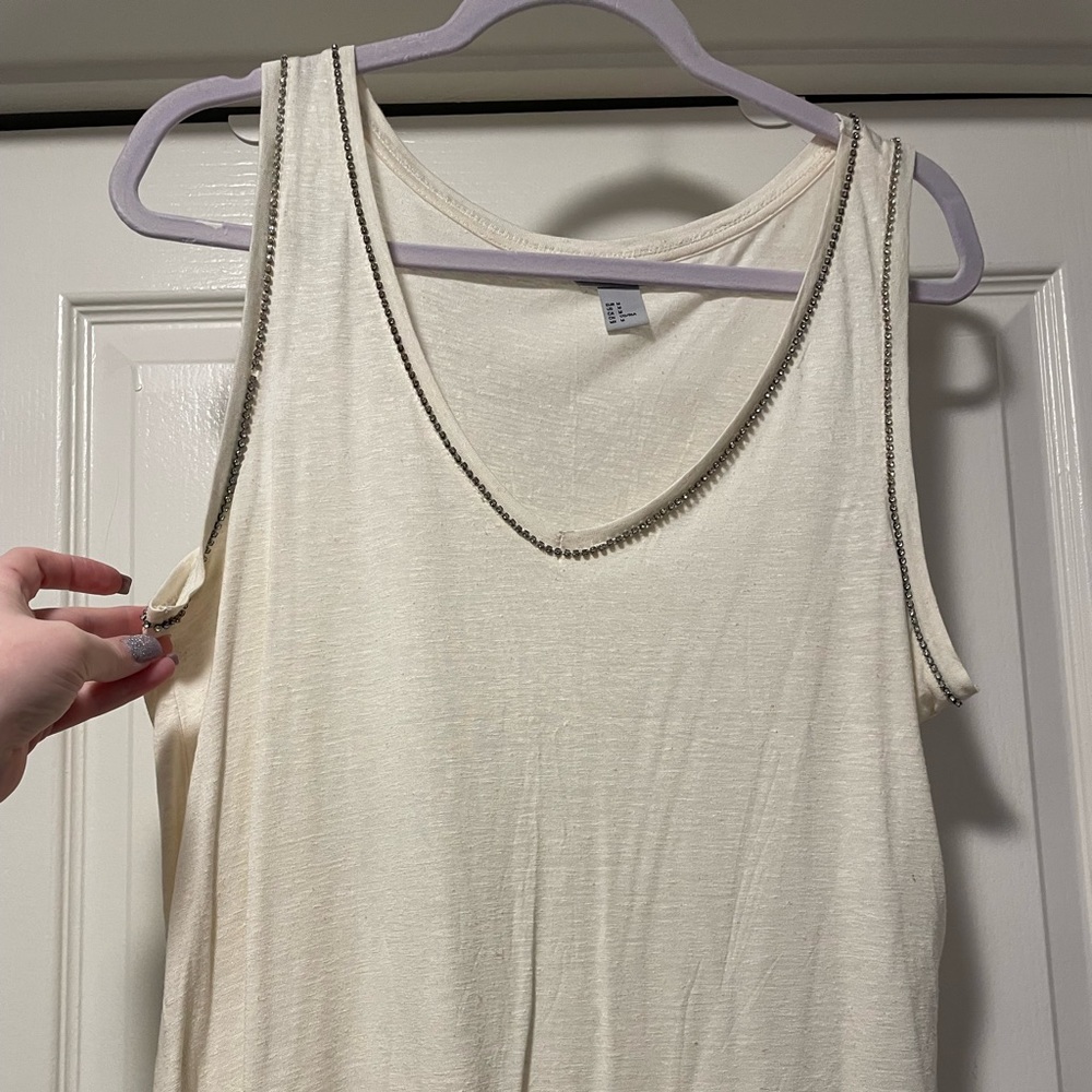 Cream Glitter Crystal top | H&M